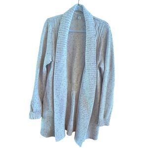L.L Bean Speckled Woman's  Ivory Long Cardigan Extra Large Cable Knit‎